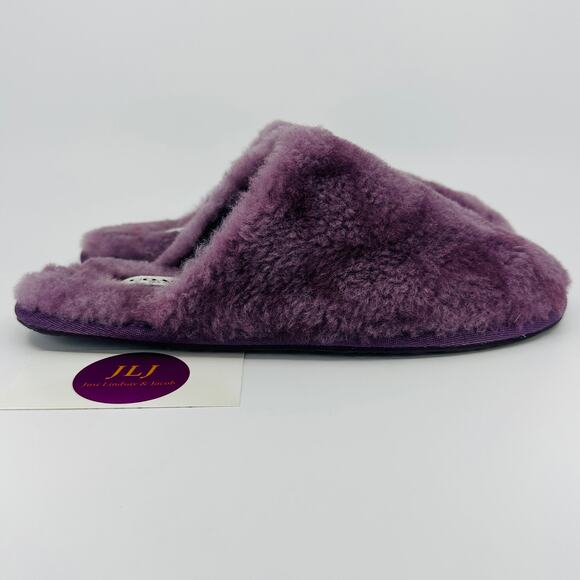 Coach Women's Zennie Signature Shearling Sheep Fur Slippers CM676 Purple Size 7 - Picture 1 of 12